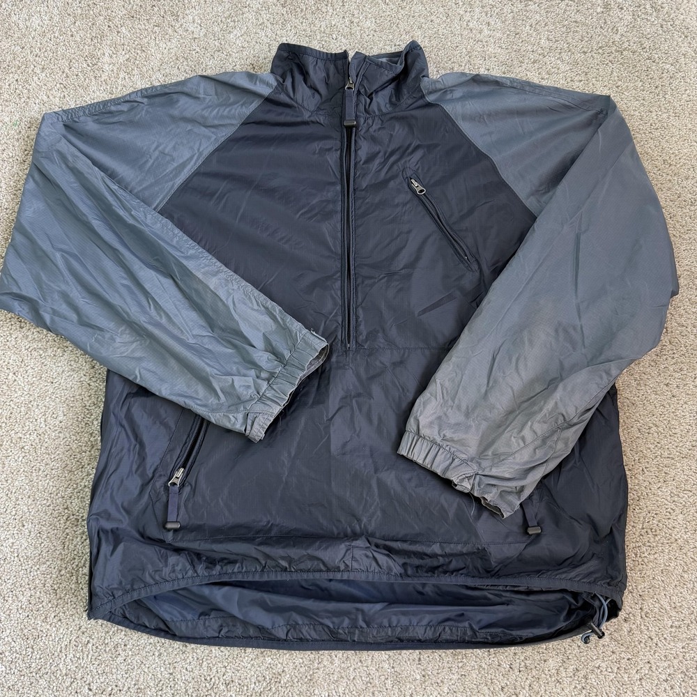 Y2K Gap Jacket Mens XL Black Nylon 1/4 Zip Lightweight Windbreaker Pullover